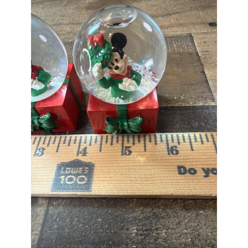 Disney JCPenney Mickey Mouse Christmas Holiday Mini Snow Globes Vintage Lot Of 3